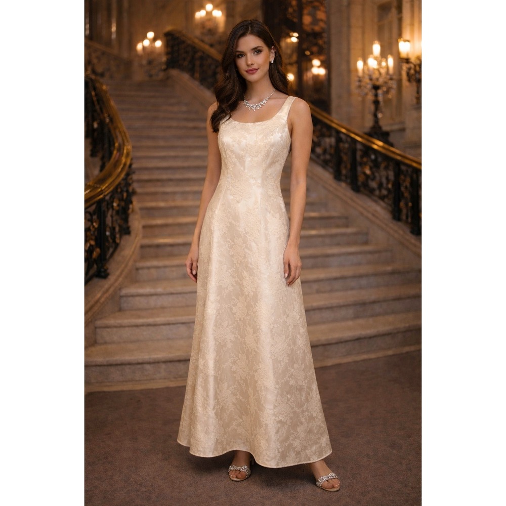 JESSICA MCCLINTOCK Gunne Sax VTG‎ 90s Satin Jacquard Formal Gown Prom RenFaire